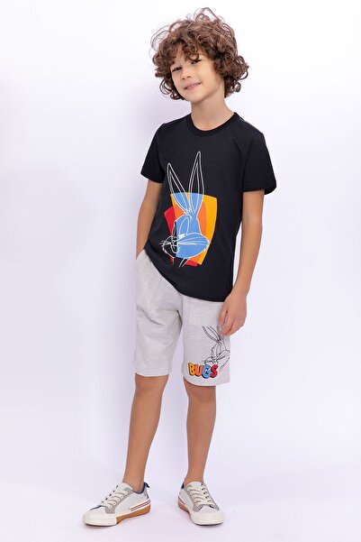 Lola & Bugs Bunny بدلة برمودا للأولاد باللون الأسود المرخصة من باغز باني