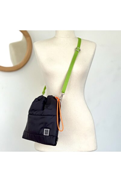 YOURHANDBAGS Siyah Torba Çanta S - Yeşil Askılı