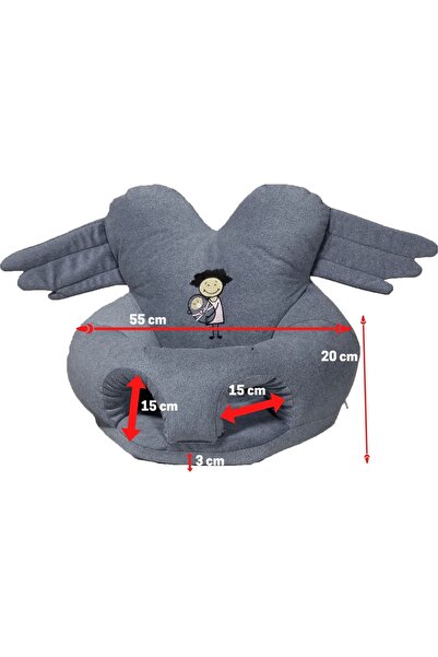 RUSTİKEVDECORART Bebek Oturma Devrilmez Destek Minderi Bebek Koltuğu Büyük Bebek Oturağı Gri