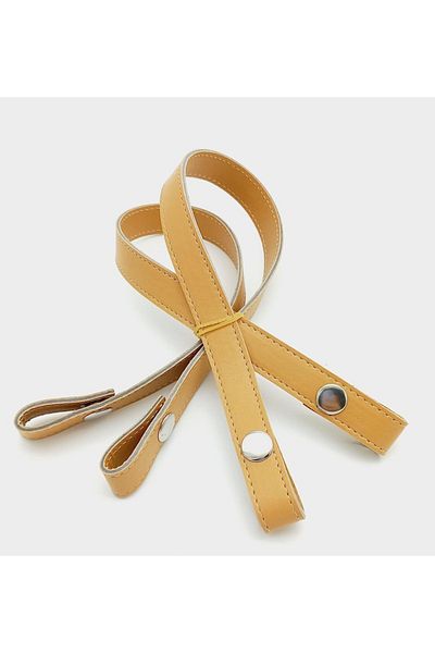 angel çanta aksesuar Mustard Yellow Faux Leather Bag with Snap Fastener - Double Layer, 50 cm Silver Metal, Handle