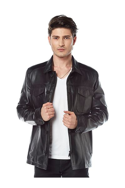 Hodore Frayne Black Leather Coat