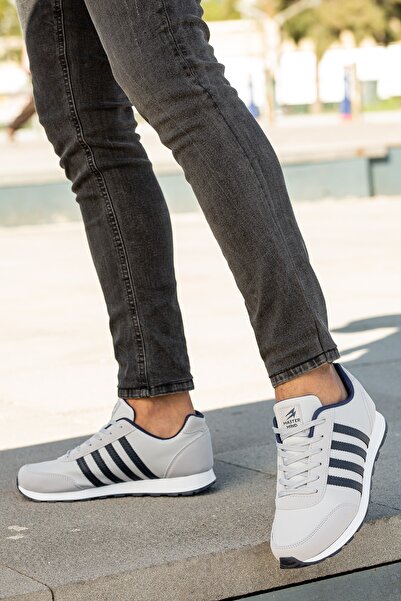 BOUIS Чоловічі сірі шнуровані повсякденні зручні кросівки з елегантним дизайном для прогулянок та повсякденного носіння