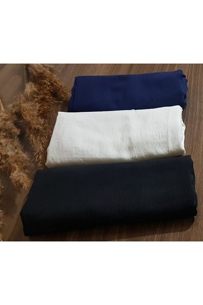 HAR-UM Ticaret Women's Hijab Cotton Jazz Shawl Model-3-Piece Black > White > Navy Blue