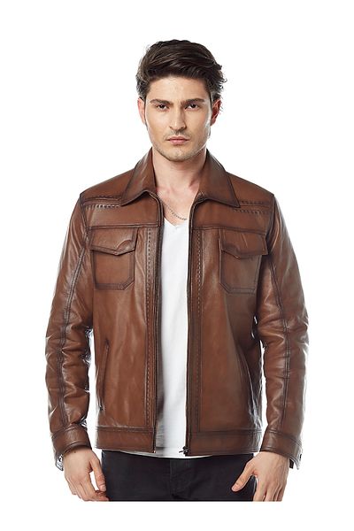 Hodore Monreo Tan Leather Jacket