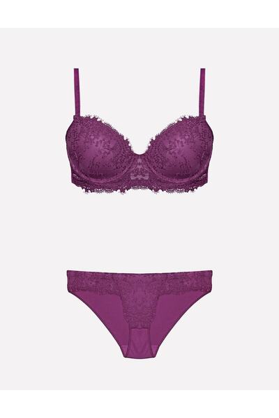 Nurteks Set sutien căptușit roșu Claret pentru damă 4487