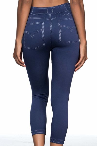 Cecimer Pantaloni din denim fără cusături, jambiere, mărime redusă 1