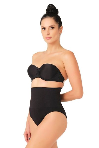 Cecimer Chiloți cu corset cu alunecare dublă, fără sudură, cu talie înaltă, 2039 negru
