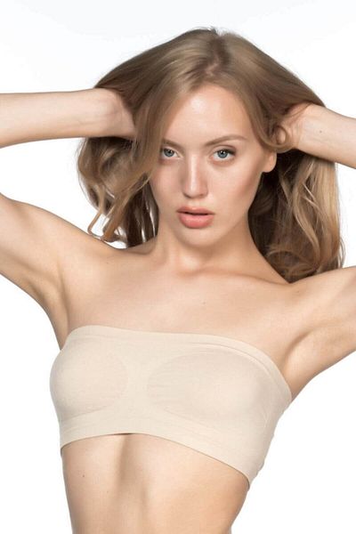 Cecimer Women's Black Seamless Strapless Soft Bustier 4002, Size Down 1 Size