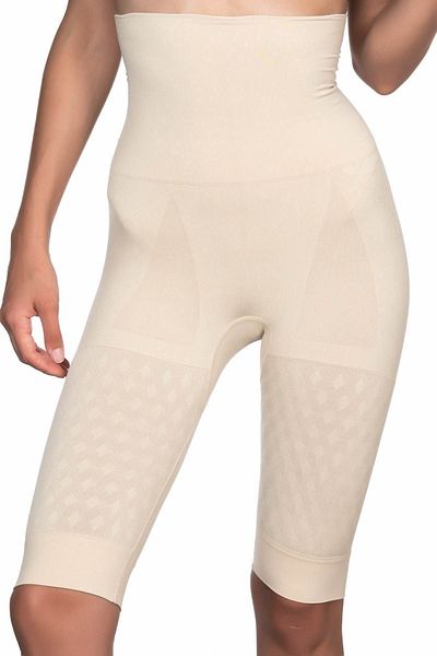 Cecimer Women's Skin Color Seamless Long Leg Double Boxer Corset, Reducing 1 Size