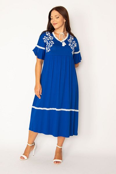 Şans Plus Size Dress - Navy blue - Shift