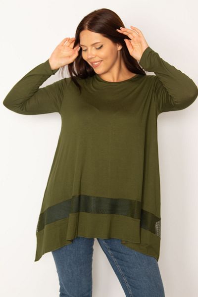 Şans Plus Size Tunic - Khaki - Oversize