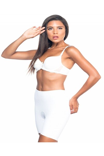 Cecimer 1 Size Reducing Double Layer Laser Cut No Mark Boxer Corset White 2800b