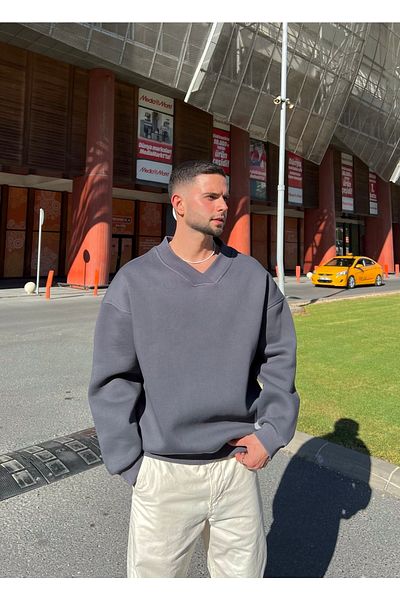 MAİ COLLECTİON Pánská oversize mikina Mcllctn Taure Anthracite