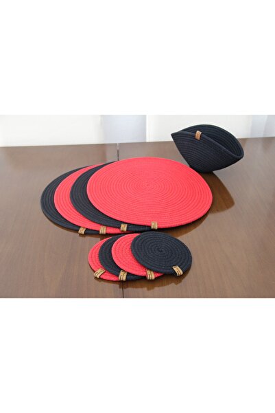 Hediyeninellitonu Set de 9 bucăți pentru 4 persoane, set de plăci, suport pentru farfurie, suport pentru pahare, alergător