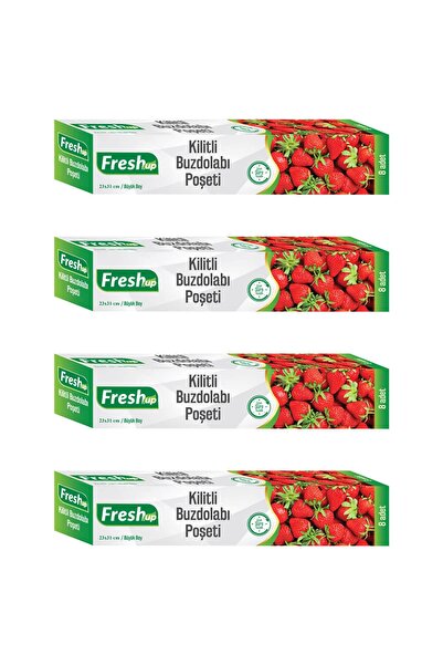 FRESHUP Fresh-up Büyük Boy Kilitli Buzdolabı Poşeti Seti 8'li 4 Paket Toplam 32 Adet