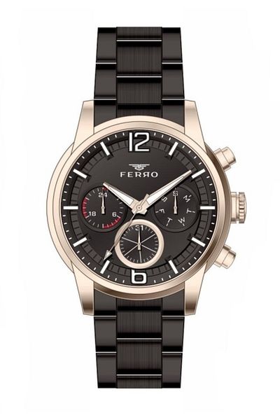 FERRO Fm31916a-r Black Steel Cord 45 Mm Function Men's Wristwatch
