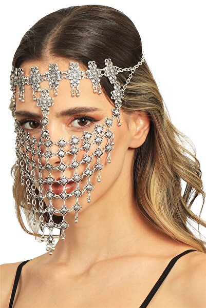 LABALABA Kadın Antik Gümüş Kaplama Ayarlanabilir El Yapımı Peçe