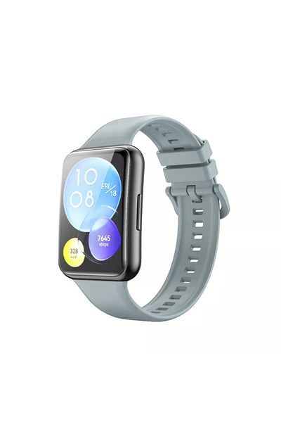 Nezih Case سوار سيليكون جل رياضي متوافق مع ساعة Huawei Watch Fit 2 باللون الأزرق الفاتح