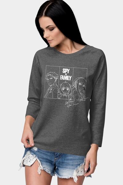 ROCKANDROLL Casus Aile Bisiklet Yaka Uzun Kollu Antrasit Kadın Penye T-shirt