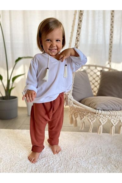 bohemiankids baby wear مجموعة علوية من البلاط باللون الأبيض