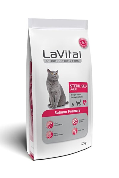 LaVital Kilo Kontrolü Için Somonlu Kısırlaştırılmış Kedi Maması 1 kg Mama Kabı