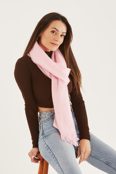 Goldmine Soft Textured Solid Color Pink Scarf