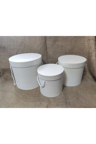 Stil Kutu Yuvarlak Silindir Kutu Beyaz Silindir Kutu Seti