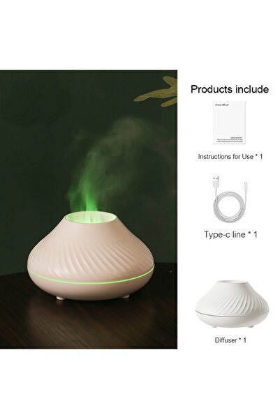 AteşTech Aroma Difüzör Gece Işığı 3d Volkanik Alev Nemlendirici Buhar Makinesi 130ml