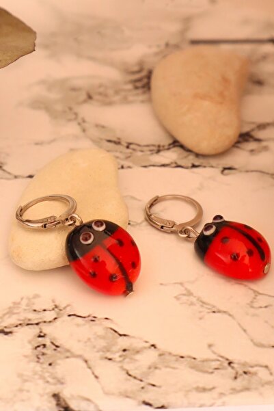 ADAMODART Murano Glass Hoop Ladybug Earrings