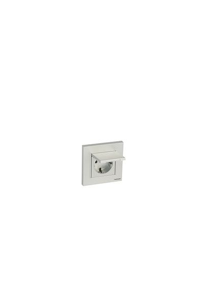 Netelsan Byobu Shiny Silver Covered Grounded Socket Framed