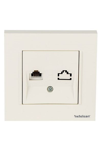 Netelsan Byobu White Telephone Numeris Socket (cat-3) - Framed