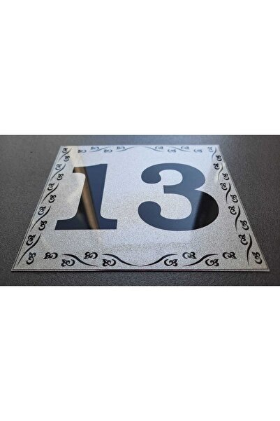 Genel Markalar Kapı Numarası 10x12 Cm Metalik Gümüş Gri Üzeri Siyah Baskı Kendinden Yapışkanlı No:13