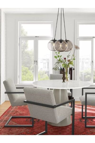 Evka Woven Gri Yemek Masası Beyaz Mermer, Mutfak Masası