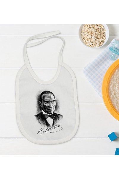 Bk Gift Ataturk Themed White Baby Food Bib -14