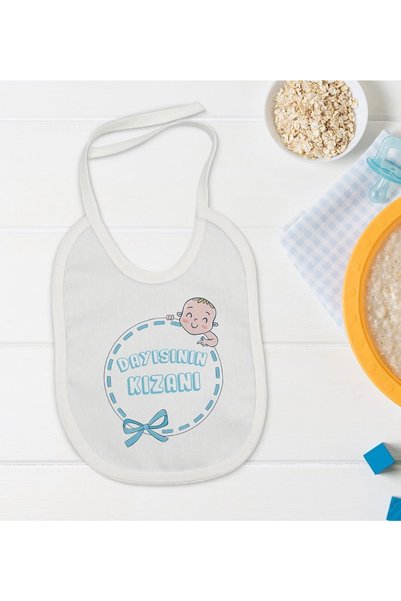 Bk Gift Kids White Baby Food Bib with Uncle's Daughter Design-1