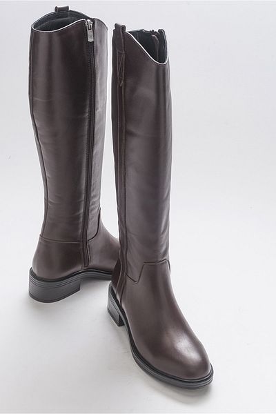 LuviShoes Γυναικείες μπότες από γνήσιο δέρμα Acro Brown Skin