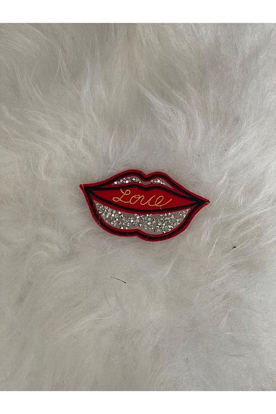 Gönülden Tasarım 10x5 Cm Stone Lip Applique Crest Patch se lipsește cu fierul de călcat