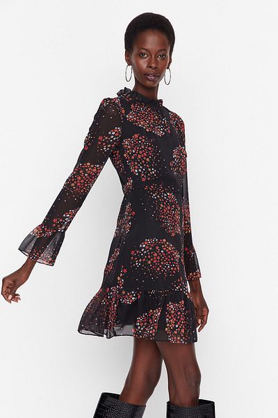 Trendyol Collection Καφέ υφαντό φόρεμα με ψηλό γιακά TCLAW19LJ0076
