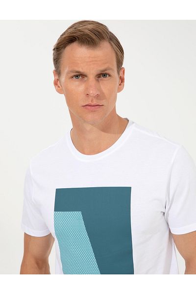 Pierre Cardin Λευκό T-shirt Slim Fit Crew Neck
