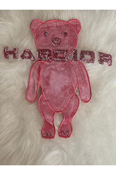 Gönülden Tasarım 26x23 cm Ružičasta Somot Medved Aplikacija sa šljokicama Vez...