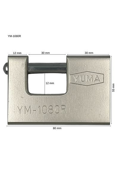 yuma kilit Yuma Padlock Sliding Shaft Horizontal Gray 80mm