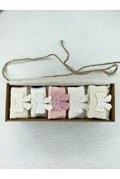 Akface مجموعة فيونك بريميوم - مضادة للتعرق - 5 جوارب عضوية مغسولة للفتيات الصغيرات من عمر 0 إلى 2 سنة