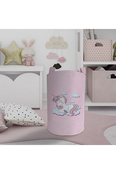 BAMBAŞKA MODA Unicorn Toy Basket and Laundry Basket Bmos-061