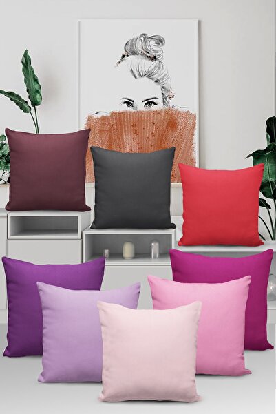 RugViva Ekru Sade Kırlent Kılıfı Tay Tüyü Döşemelik Premium Kumaş Tek Renk Düz 43x43cm Krl003
