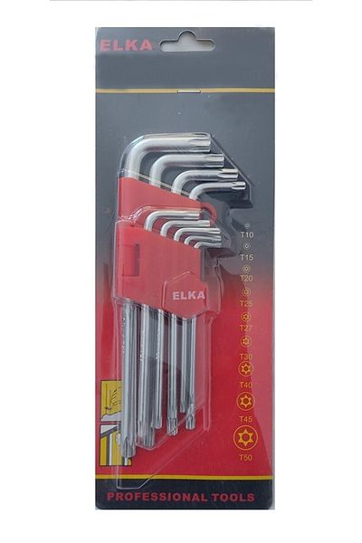 ELKA 9 Piece Torque Allen Set Star Tip T10-t50 Standard Type Allen Torx Packaged