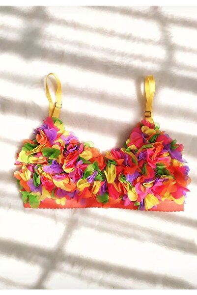 shopland 3 Boyutlu Çiçek Figürlü Kadın Bikini Takımı Yazlık Iç Giyim Altüst B...