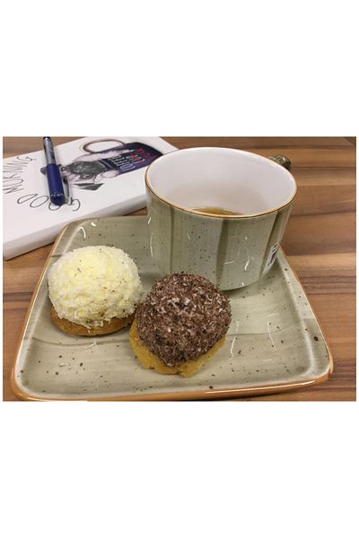 İkram Dünyası Terrain Snack, Turkish Coffee, Espresso, Teacup and Snack Plate Set of 2
