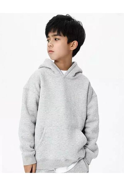 KİDS FACE Special Design Hooded 3 Thread Raster 100% Cotton Oversize Boy's Sweatshirt