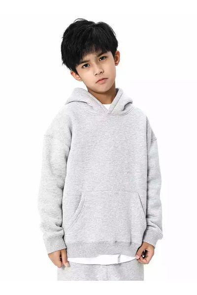 KİDS FACE Special Design Hooded 3 Thread Raster 100% Cotton Oversize Boy's Sweatshirt