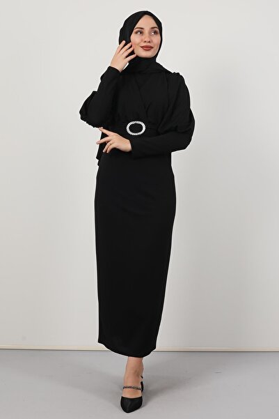 Giza Giyim Φόρεμα με κολάρο σταυρό μαύρο
